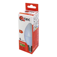 LED žárovka Qtec 5W C37 E14 teplá bílá