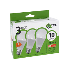 LED žárovky 10W/920lm/A60/E27 neutrální bílá 3 PACK Qtec