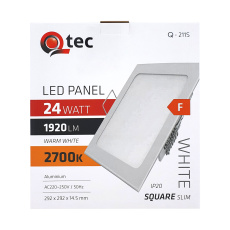 LED panel Qtec Q-211S 24W, čtvercový vestavný 2700K