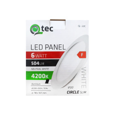 LED panel Qtec Q-221C 6W, kruhový vestavný 4200K