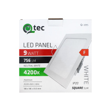 LED panel Qtec Q-225S 9W, čtvercové vestavné 4200K