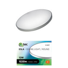 LED stropní svítidlo ESLA Q-244CP 12W 1020lm 4000K ø25cm/kruhové stříbrné QTEC