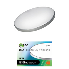LED stropní svítidlo ESLA Q-245CP 18W 1530lm 4000K ø30cm/kruhové stříbrné QTEC