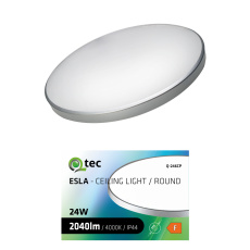 LED stropní svítidlo ESLA Q-246CP 24W 2040lm 4000K ø37cm/kruhové stříbrné QTEC