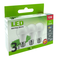 LED žárovka 12W A60 E27 studená bílá 3 PACK