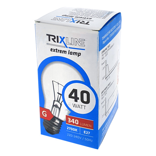 Teplotně odolná žárovka Trixline 40W, A55, E27, 2700K
