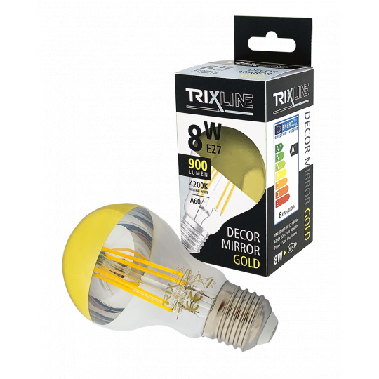 LED žárovka Trixline DECOR MIRROR A60, 8W GOLD