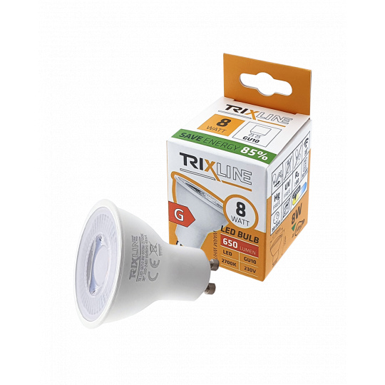 LED žárovka Trixline 8W GU10 650 lm teplá bílá