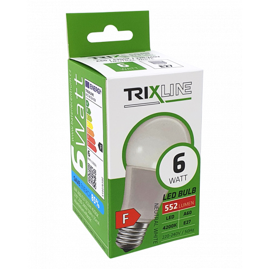 LED žárovka Trixline 6W 552lm E27 A60 neutrální bílá