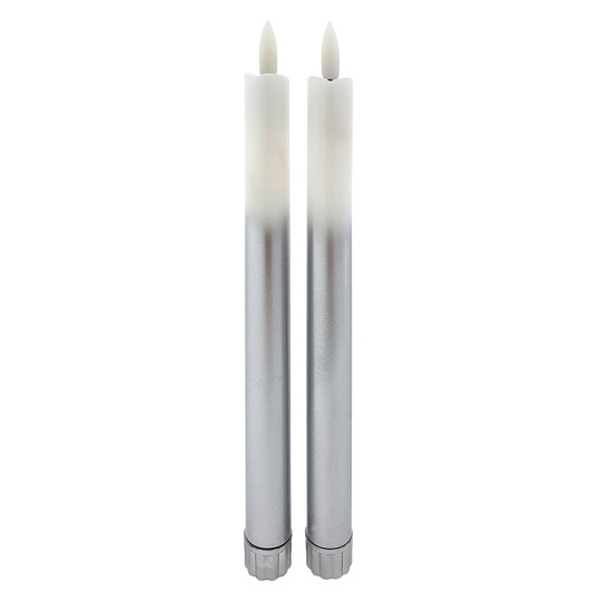 Dlouhé LED svíce - bílo-stříbrná, 2ks HOME DECOR HD-117