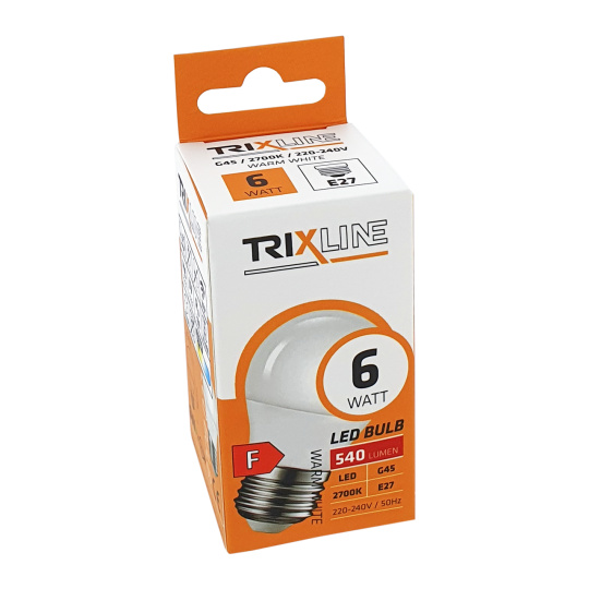 LED žárovka Trixline 6W E27 G45 teplá bílá