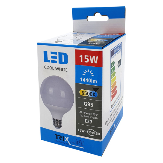 LED žárovka Trixline 15W G95 E27 studená bílá