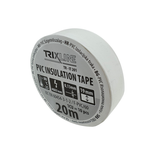 PVC izolační páska TR-IT 201 20m, 0,13mm bílá TRIXLINE