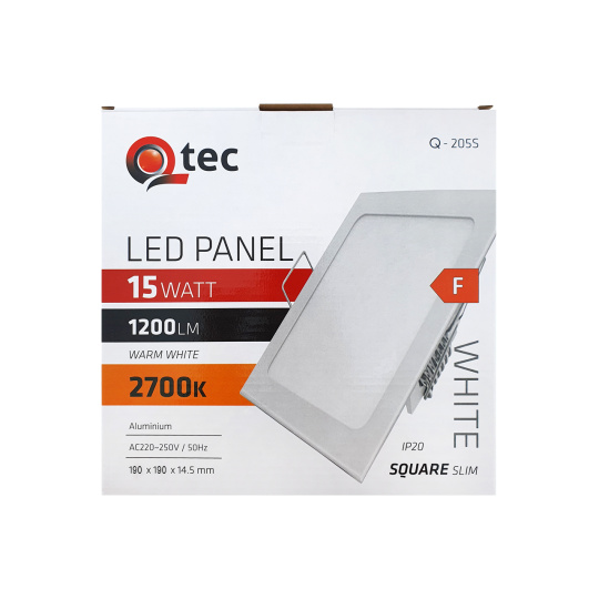 LED panel Qtec Q-205S 15W, čtvercový vestavný 2700K