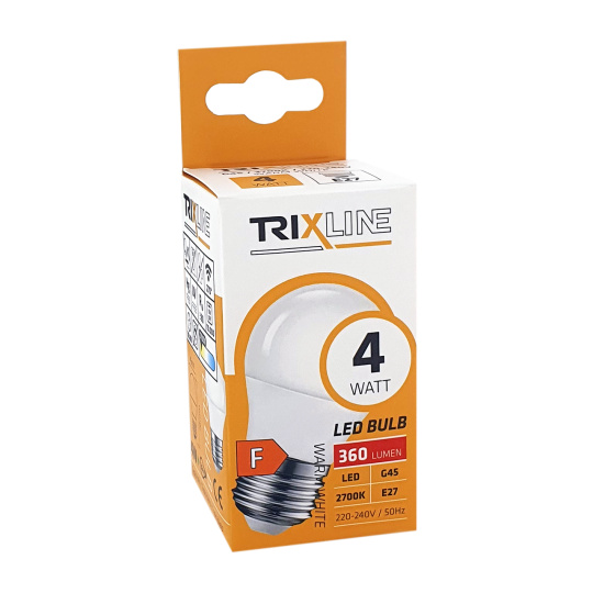 LED žárovka Trixline 4W 360lm E27 G45 teplá bílá