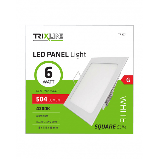 LED panel TRIXLINE TR 107 6W, čtverec vestavný 6500K