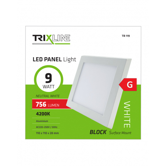 LED panel TRIXLINE TR 119 9W, čtvercový přisazený 4200K