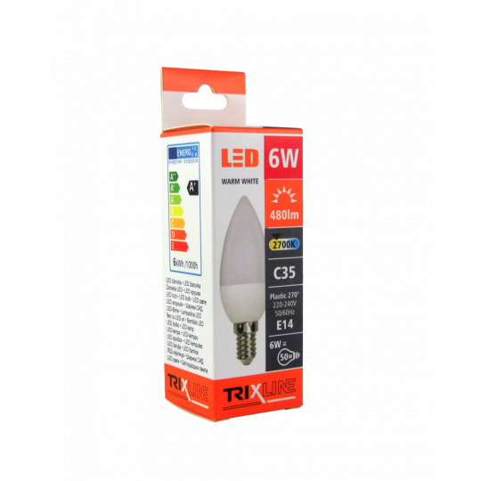 LED žárovka Trixline 6W E14 C35 teplá bílá