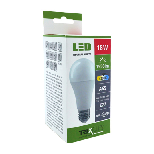 LED žárovka 18W A65 E27 studená bílá