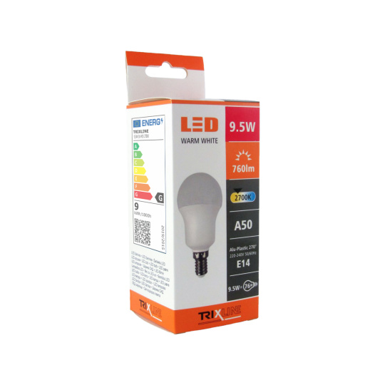 LED žárovka Trixline 9,5W E14 A50 teplá bílá
