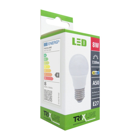 LED žárovka Trixline 8W E27 A50 neutrální bílá