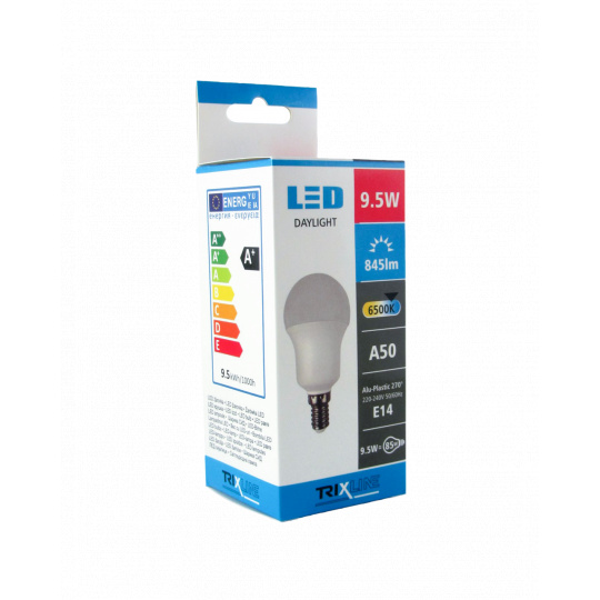 LED žárovka Trixline 9,5W E14 A50 denní světlo