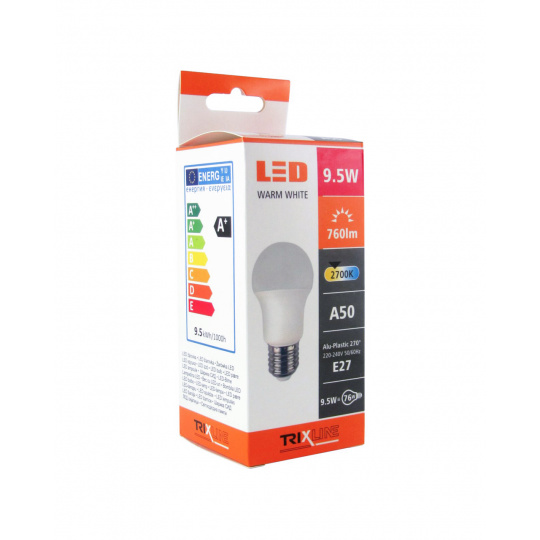 LED žárovka TRIXLINE 9,5W E27 A50 teplá bílá
