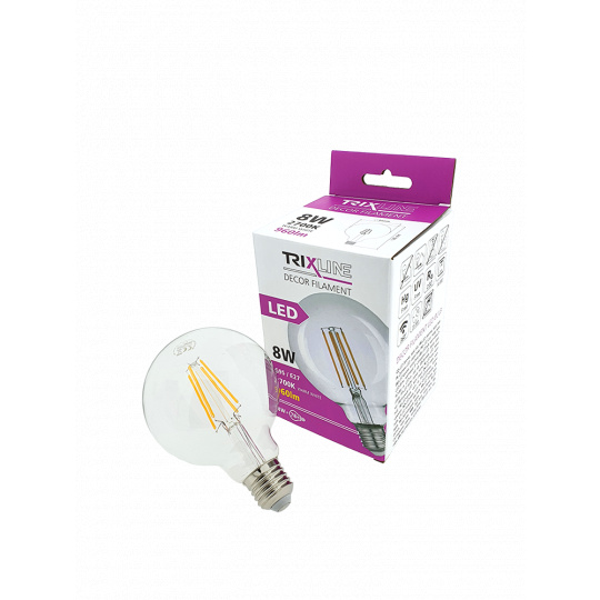 Dekorační LED žárovka FILAMENT Trixline G-95, 8W E27 teplá bílá