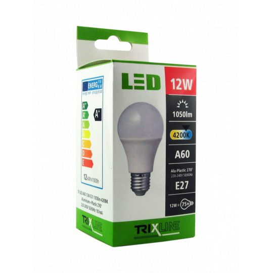 LED žárovka Trixline 12W E27 A60 studená bílá