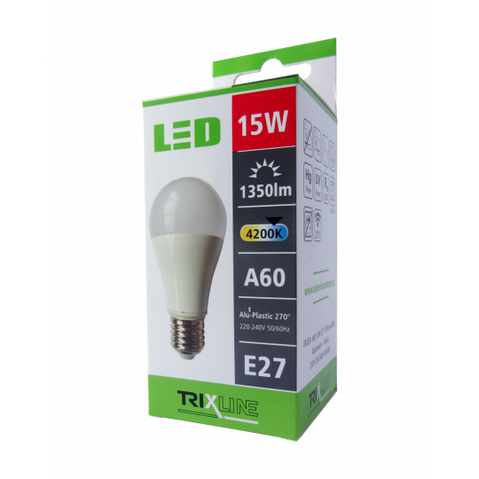 LED žárovka Trixline 15W E27 A60 studená bílá