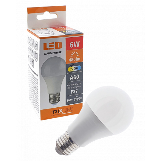 LED žárovka 6W A60 E27 teplá bílá