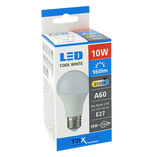 LED žárovka Trixline 10W E27 A60 denní světlo 