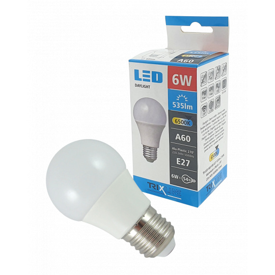 LED žárovka Trixline 6W A60 E27 denní bílá