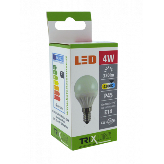 LED žárovka Trixline 4W E14 P45 studená bílá