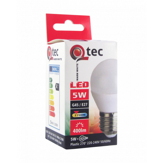 LED žárovka Qtec 5W E27 teplá bílá