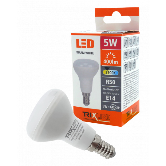 LED žárovka Trixline 5W E14 R50 teplá bílá