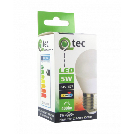 LED žárovka Qtec 5W E27 studená bílá