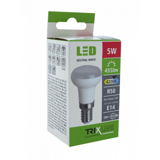 LED žárovka Trixline 5W E14 R50 studená bílá