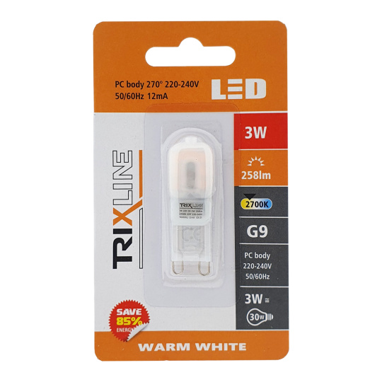 LED žárovka Trixline 3W G9 teplá bílá