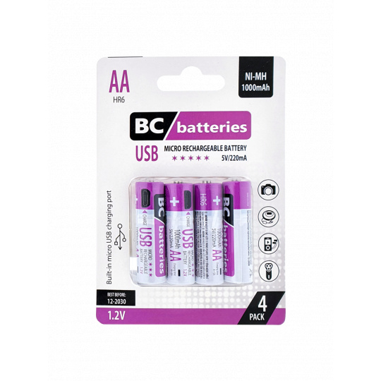 USB Nabíjecí AA tužková baterie BC batteries 1,2V